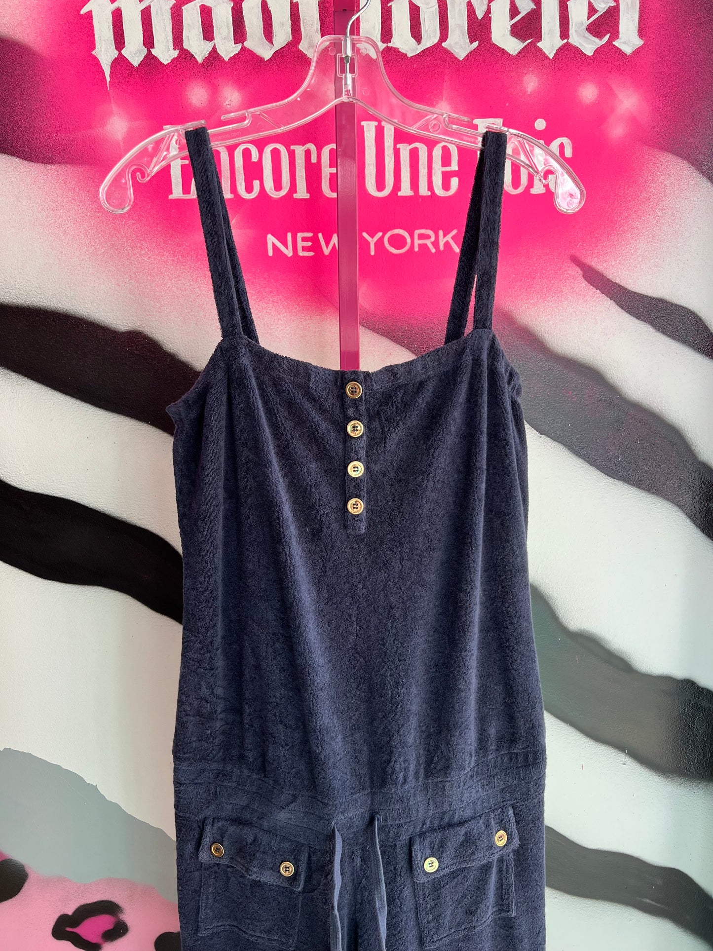 Vintage Y2K Juicy Couture Navy Terry Cloth Jumpsuit Size L