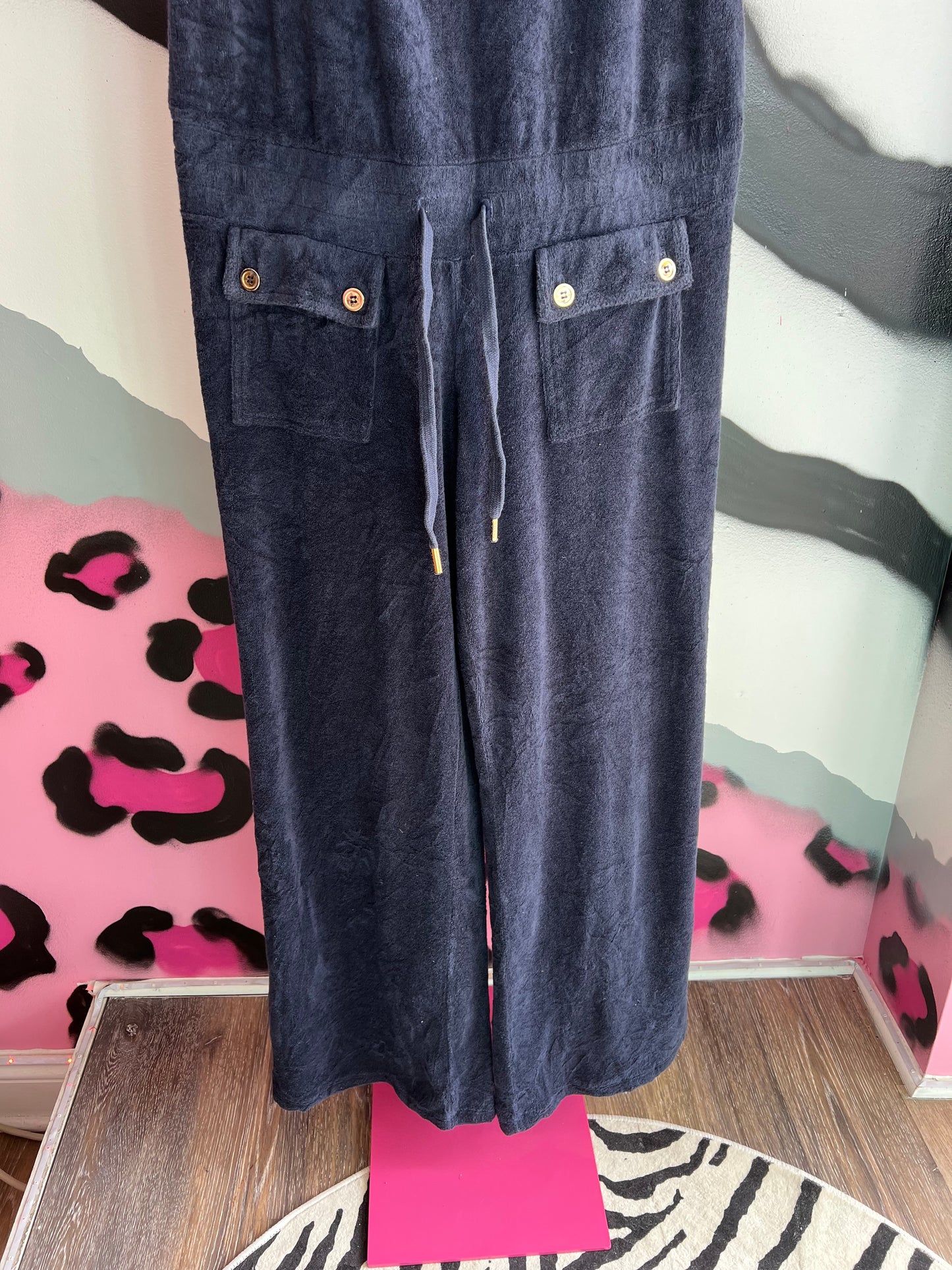 Vintage Y2K Juicy Couture Navy Terry Cloth Jumpsuit Size L