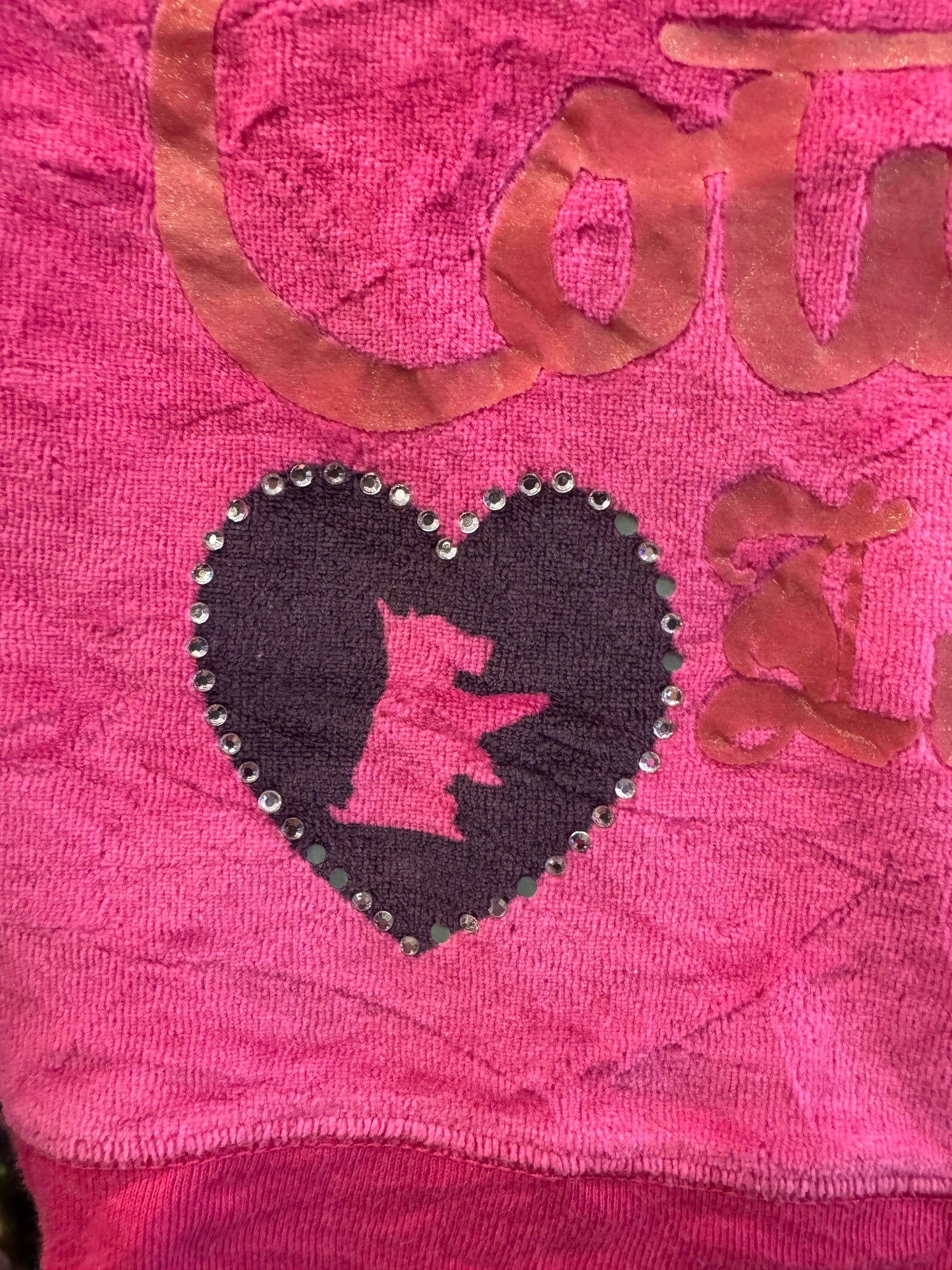 Vintage Juicy Couture Y2K Velour Zip Hoodie Pink Heart Logo Size S (SKU011)