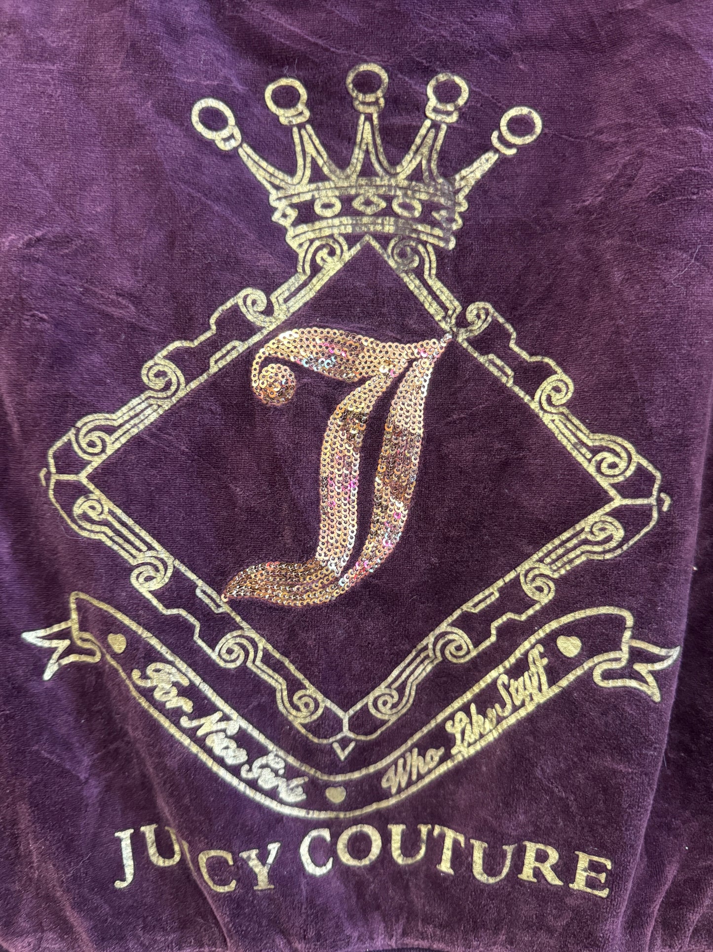 Vintage Juicy Couture Y2K Velour Zip Hoodie Purple Crown Logo Size M (SKU016)