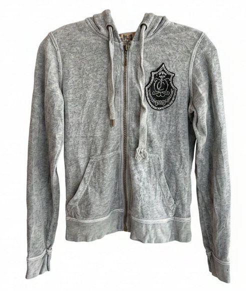 Vintage Y2K Juicy Couture Crest Zip Hoodie Gray Size M