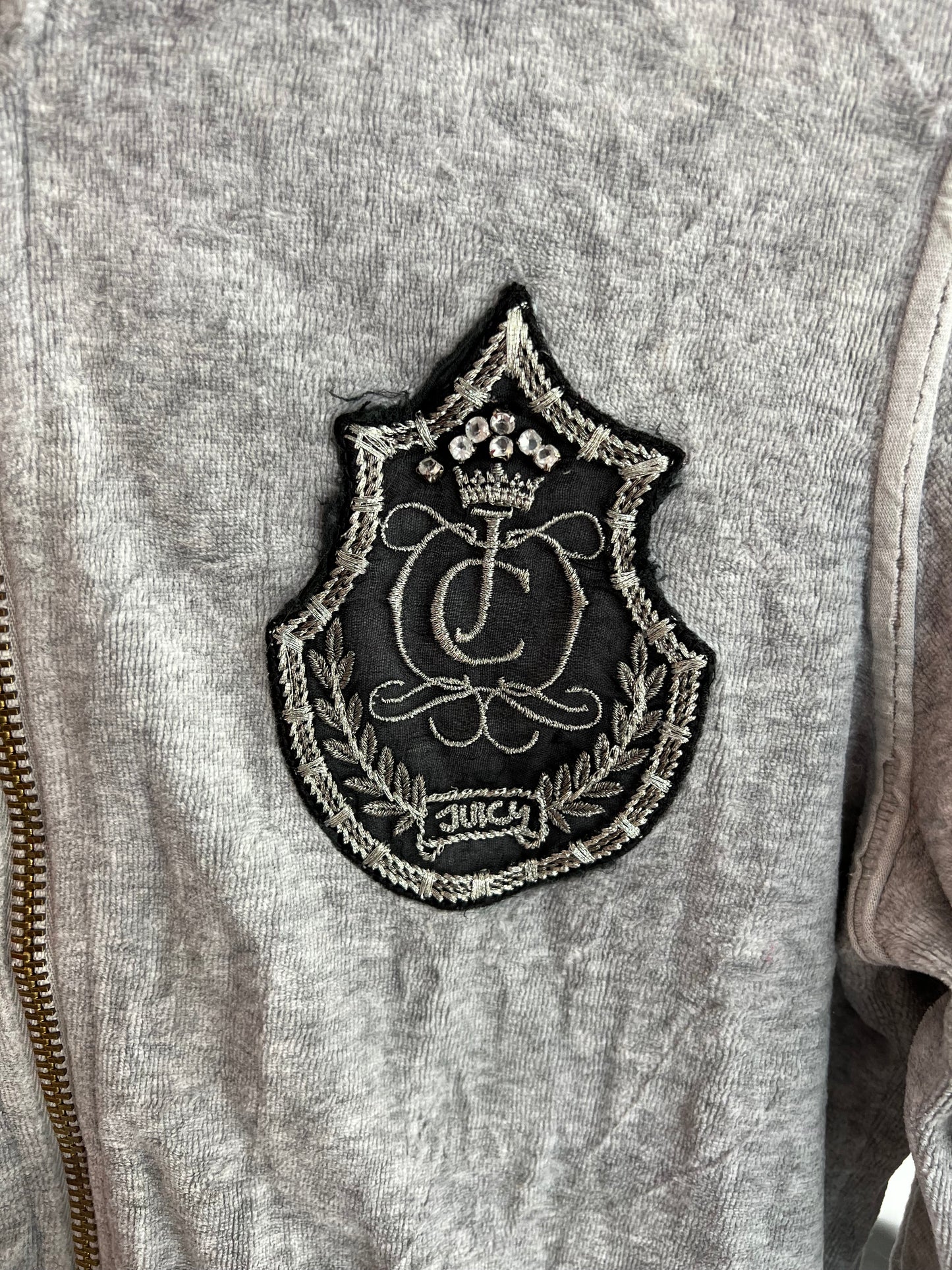 Vintage Y2K Juicy Couture Crest Zip Hoodie Gray Size M