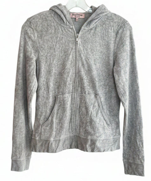 Vintage Y2K Juicy Couture Rhinestone Crown Zip Hoodie Gray Size L