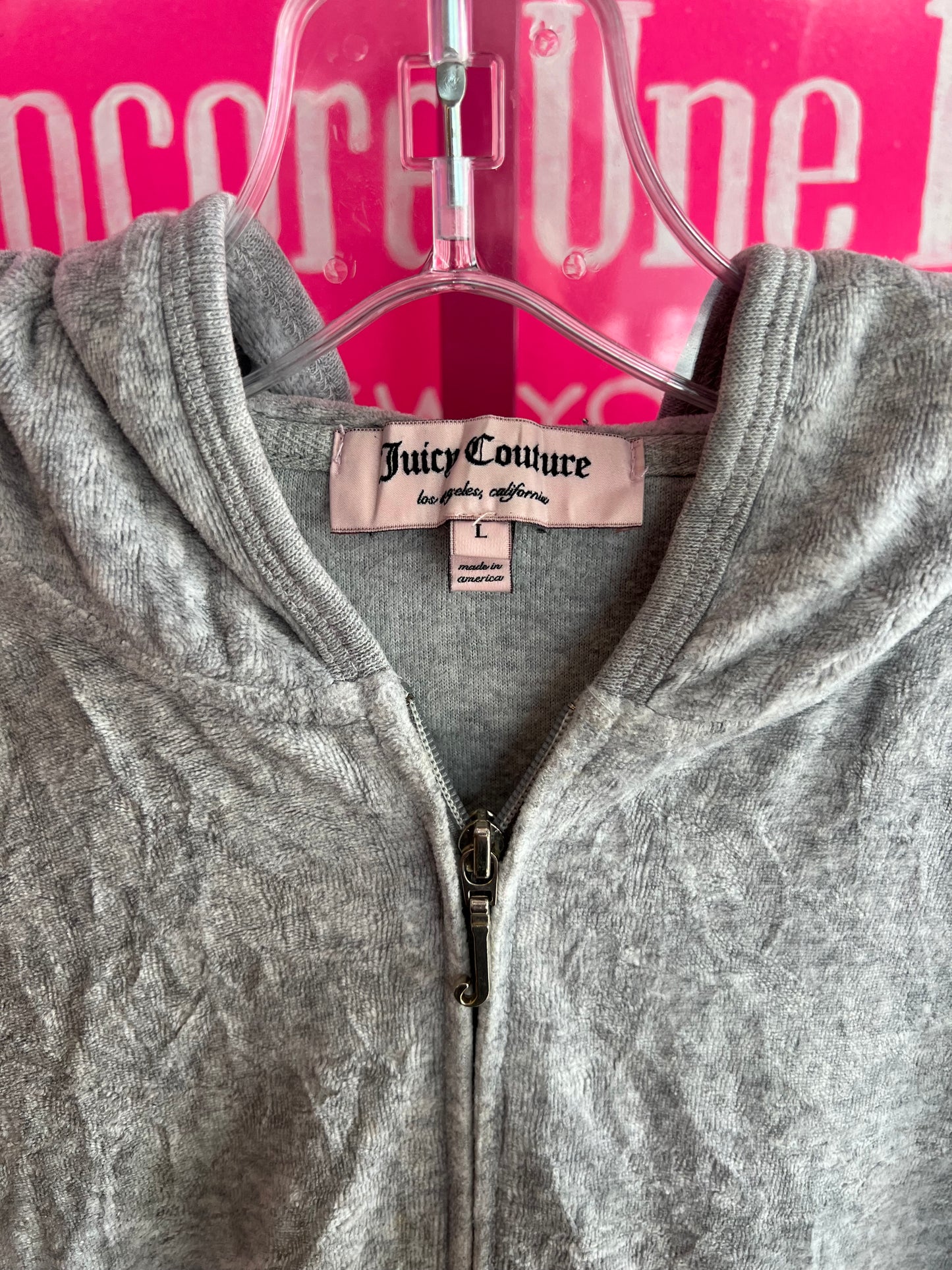 Vintage Y2K Juicy Couture Rhinestone Crown Zip Hoodie Gray Size L