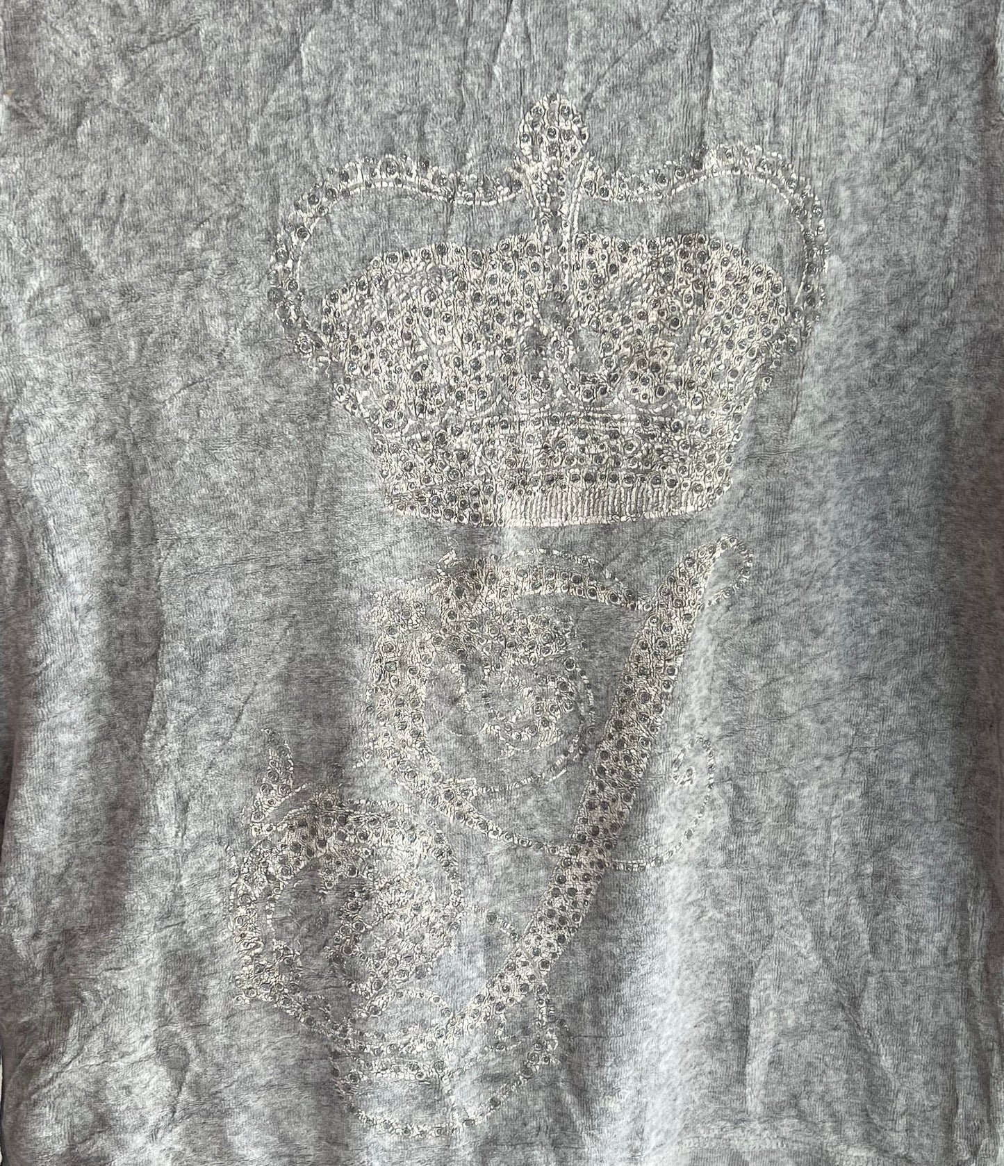Vintage Y2K Juicy Couture Rhinestone Crown Zip Hoodie Gray Size L