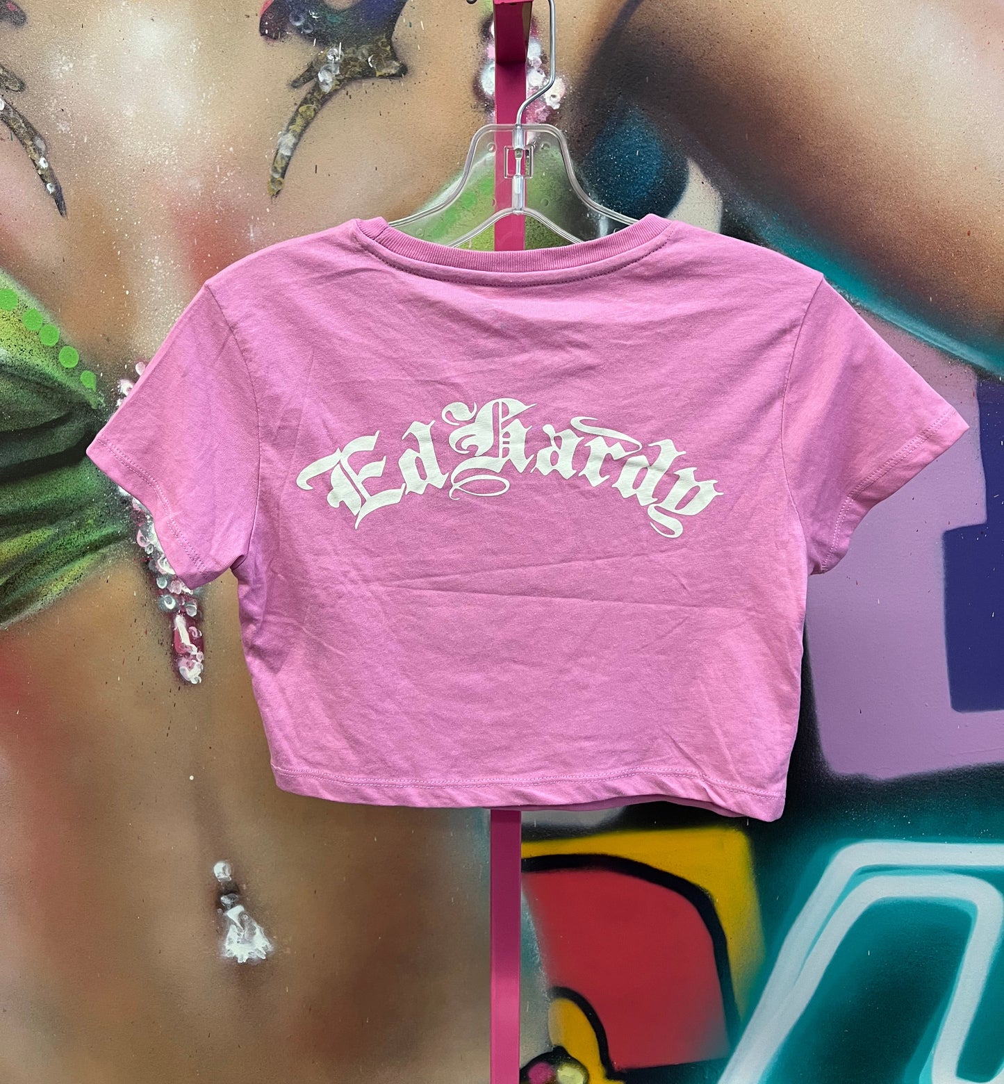 Ed Hardy Floral Graphic Baby Tee Pink Size M
