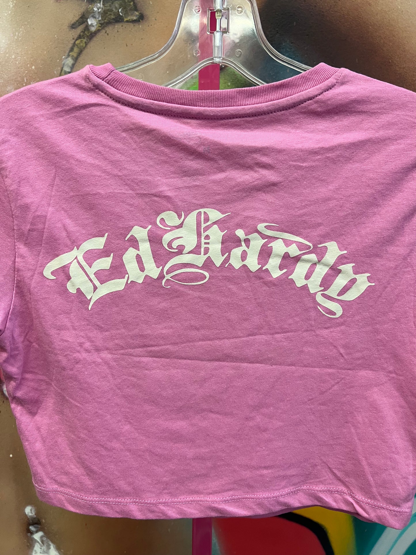 Ed Hardy Floral Graphic Baby Tee Pink Size M