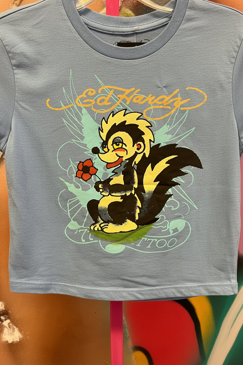 Ed Hardy Skunk Skunk Baby Tee Blue Size S