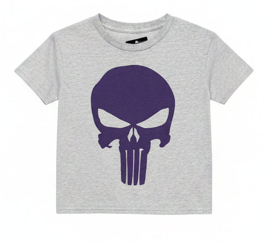 Vintage Y2K Punk Skull Baby Tee Gray Cropped Top Size S