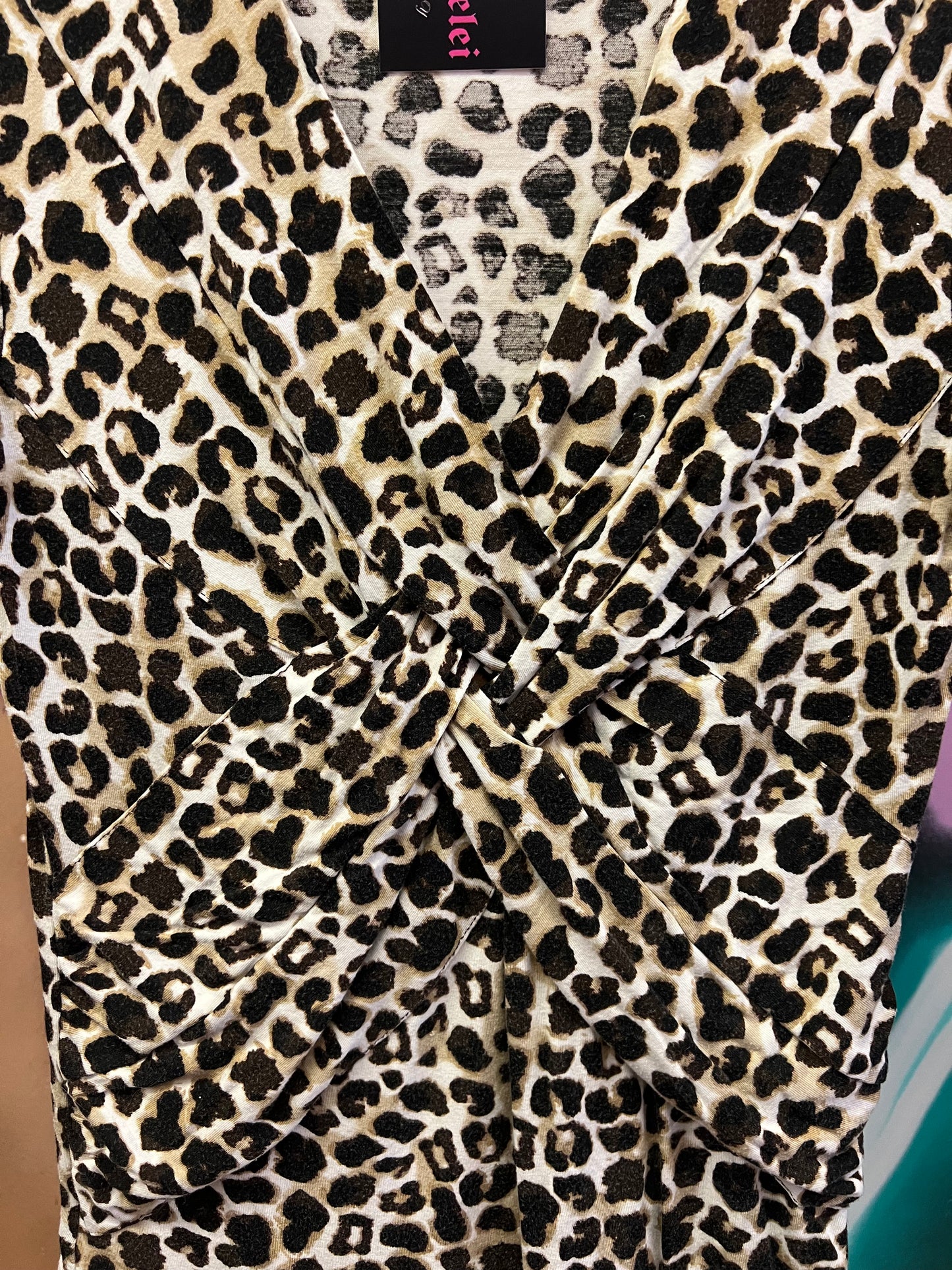Vintage Y2K Leopard Print Twist Front Top Size S