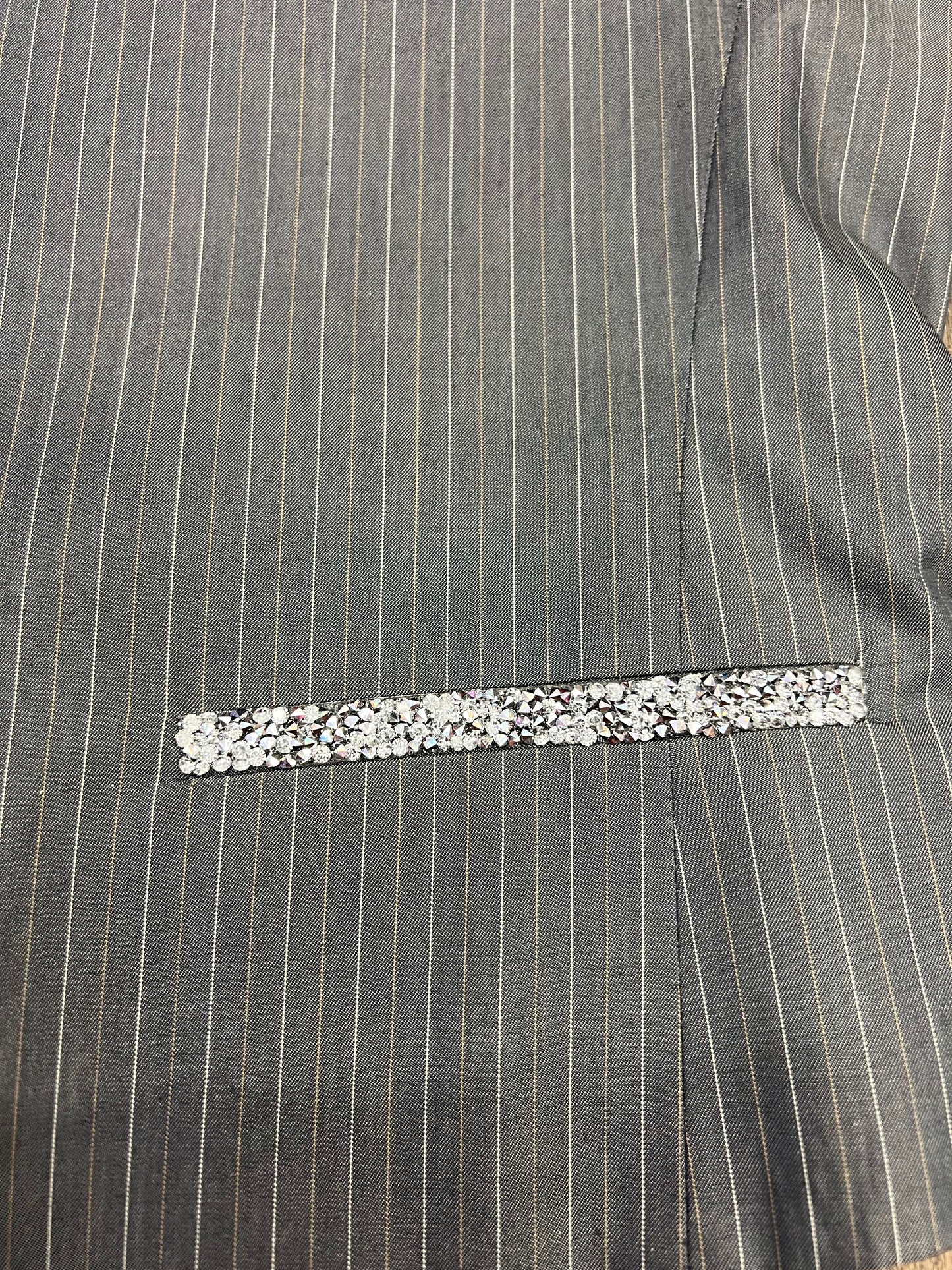 Upcycled Rhinestone Bling Wing Pinstripe Vest Women’s XL