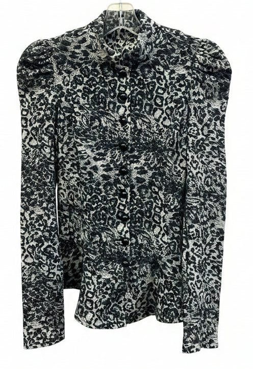 Vintage Y2K Leopard Jacquard Fitted Jacket Small