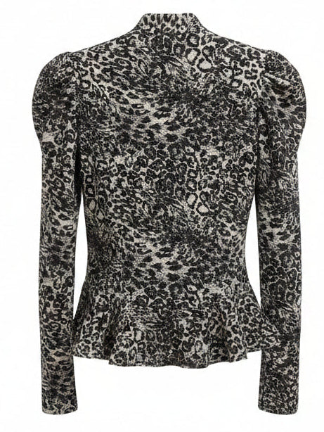 Vintage Y2K Leopard Jacquard Fitted Jacket Small