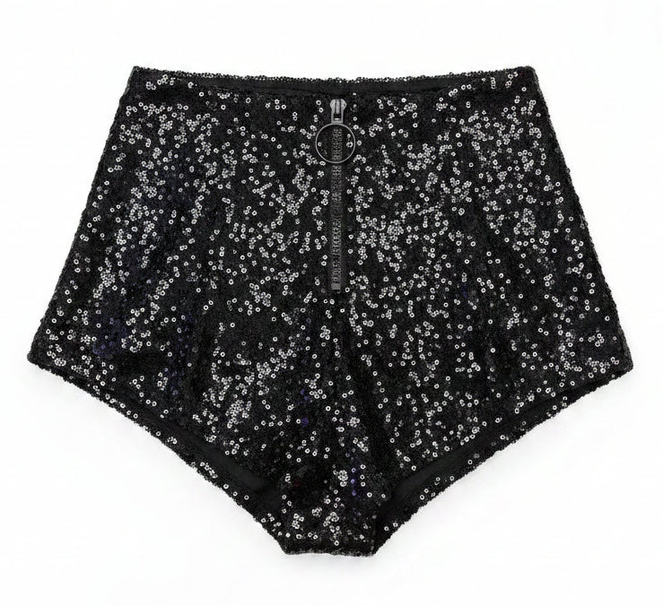 NWT Black Sequin Festival Set with Green Leaf Detail 2 Piece Coachella Rave Outfit