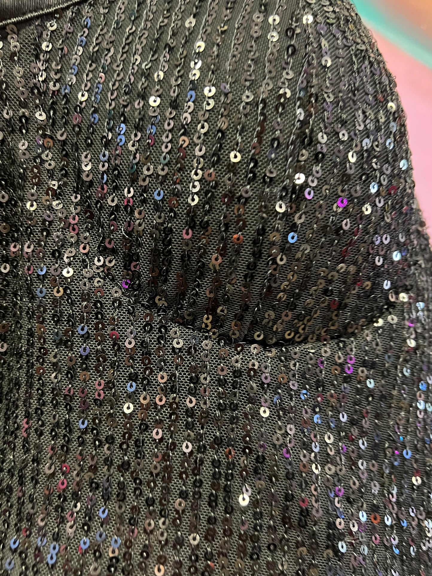 Madden NYC Black Sequin Bustier Crop Top XL Y2K Party Clubwear