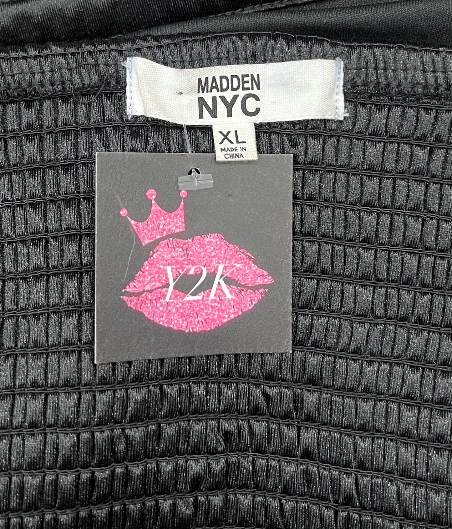 Madden NYC Black Sequin Bustier Crop Top XL Y2K Party Clubwear