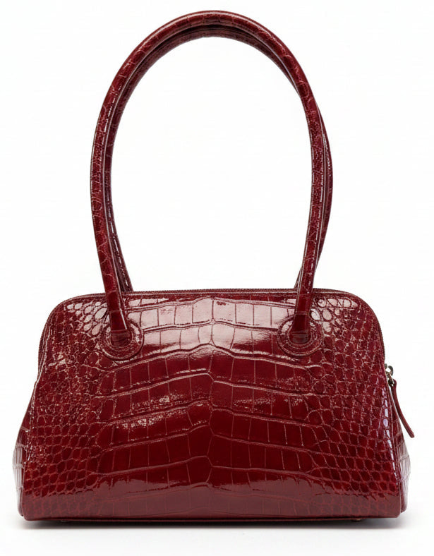 Vintage Y2K Red Faux Snakeskin Shoulder Bag Oversized Glam Purse