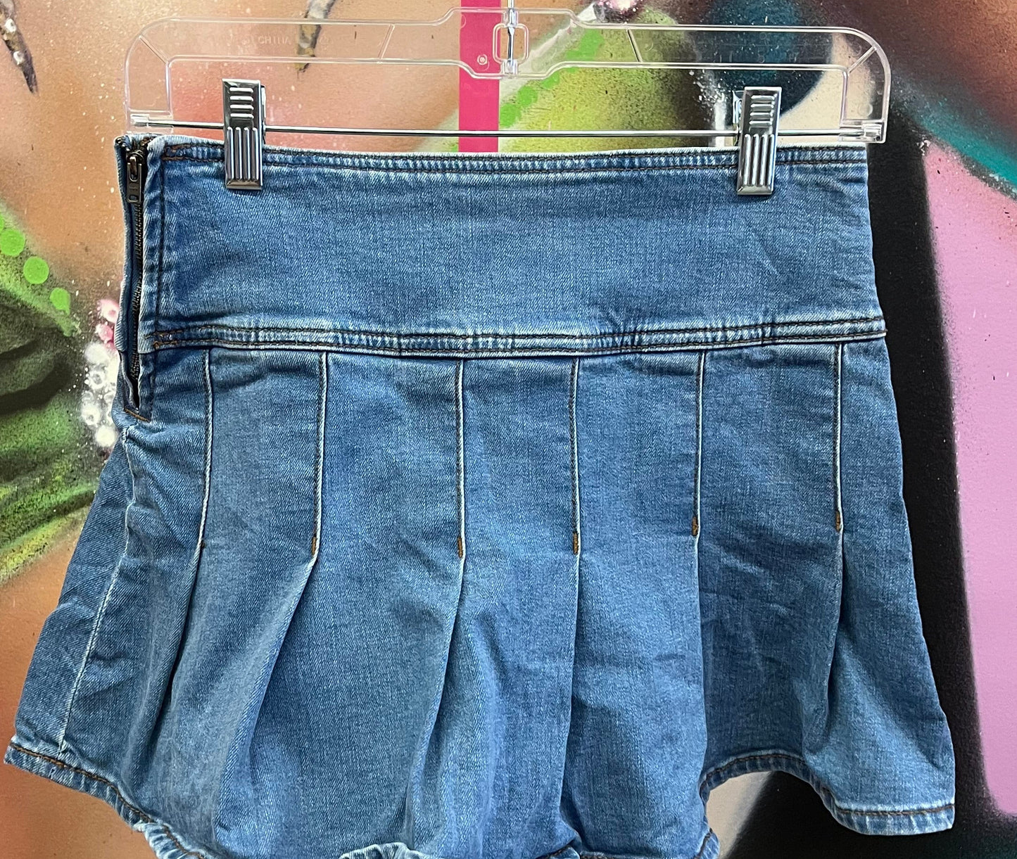 Aeropostale Y2K Denim Pleated Micro Mini Skirt Size Small