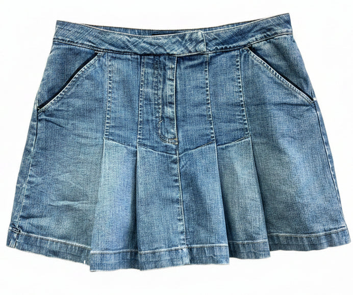 Vintage Y2K Kikit Jeans Pleated Denim Mini Skirt