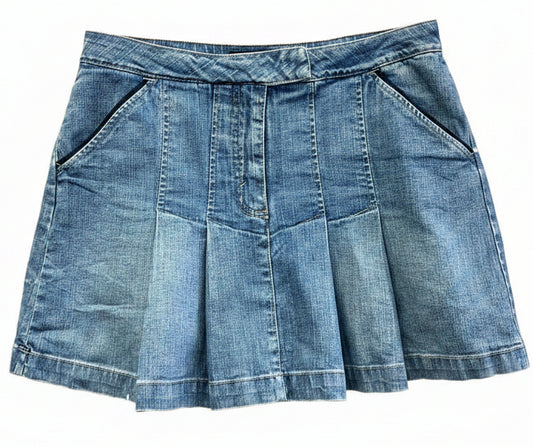 Vintage Y2K Kikit Jeans Pleated Denim Mini Skirt