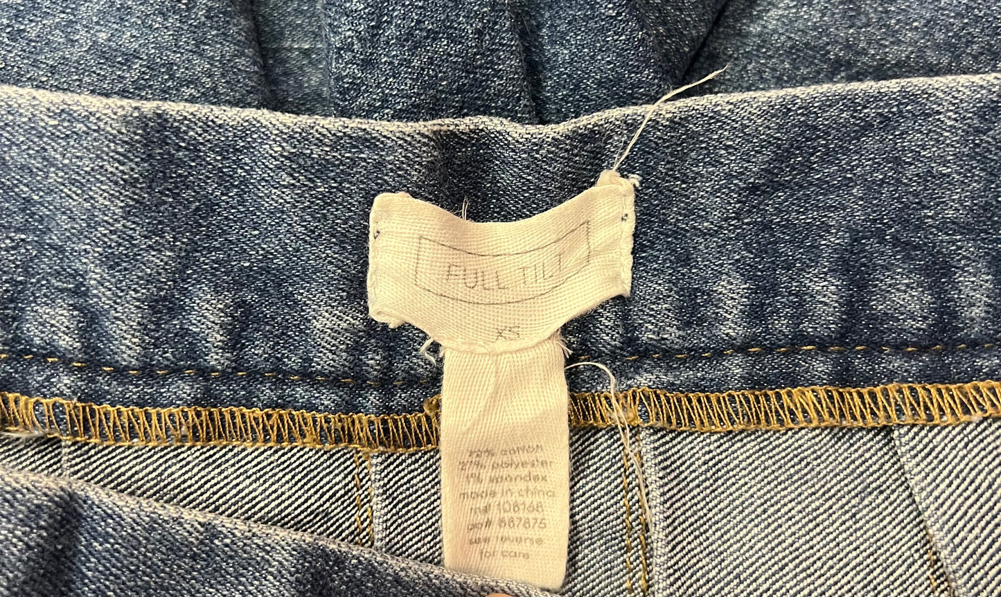 Vintage Y2K Pleated Denim Mini Skirt Low Rise Early 2000s Size XS
