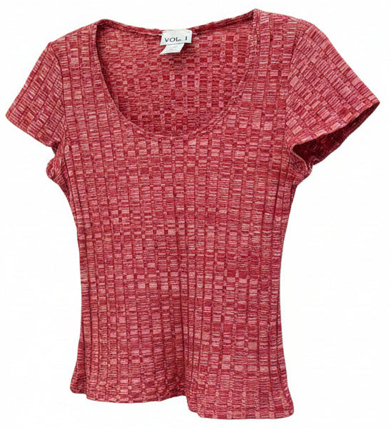 Vintage Y2K VOL. 1 Textured Stretch Baby Tee Pink Size Large