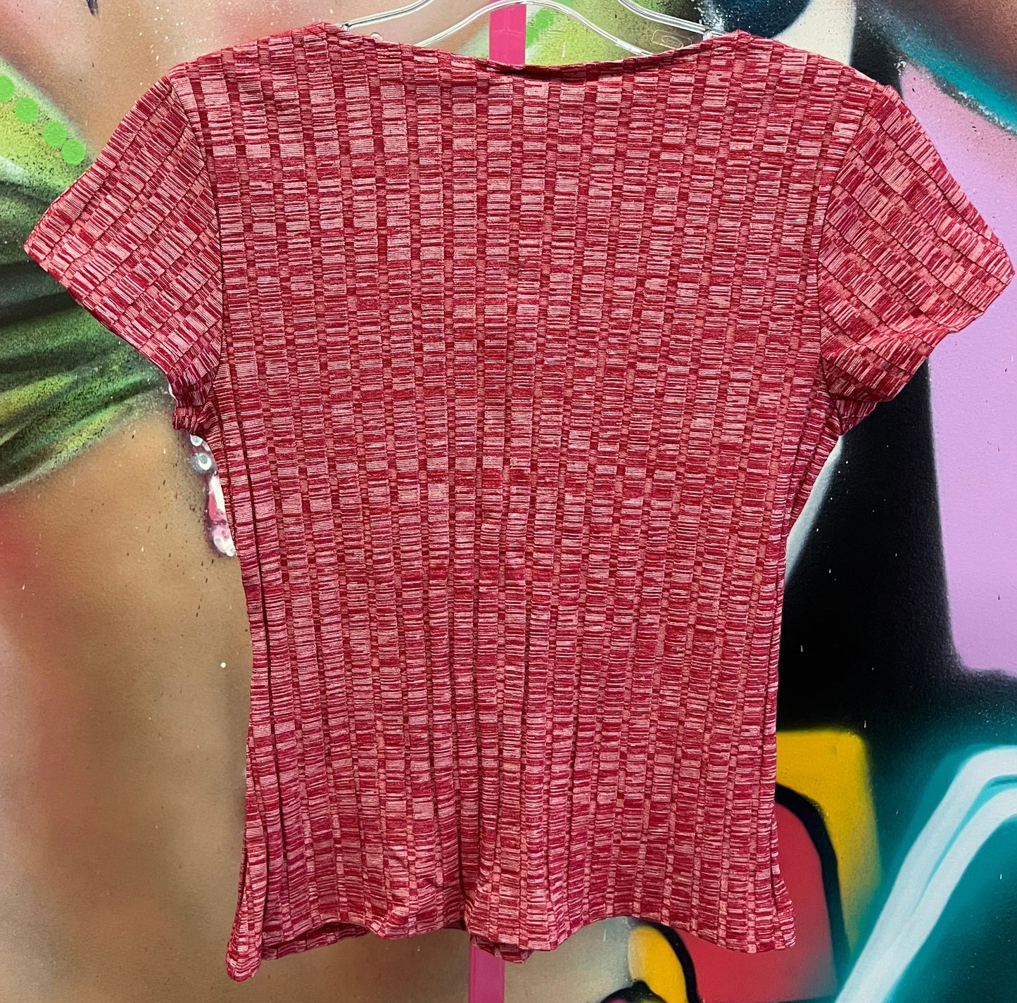 Vintage Y2K VOL. 1 Textured Stretch Baby Tee Pink Size Large