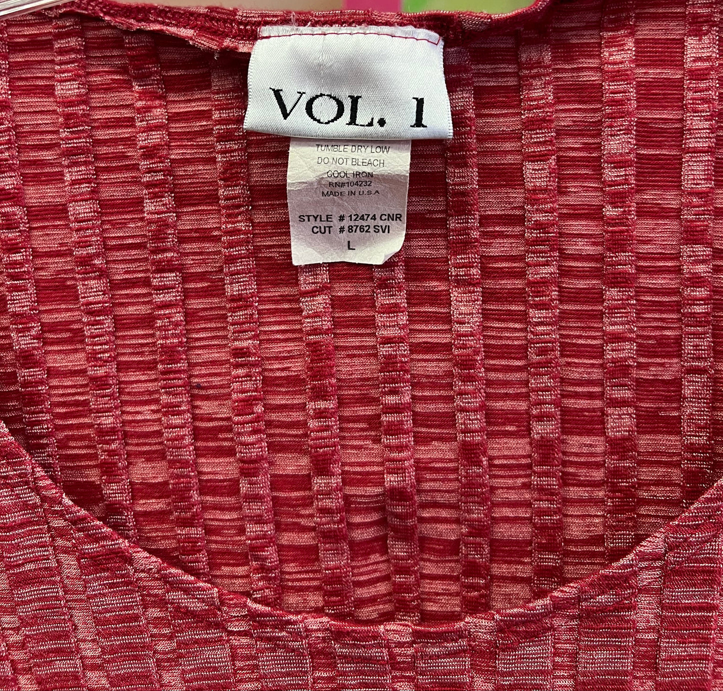 Vintage Y2K VOL. 1 Textured Stretch Baby Tee Pink Size Large