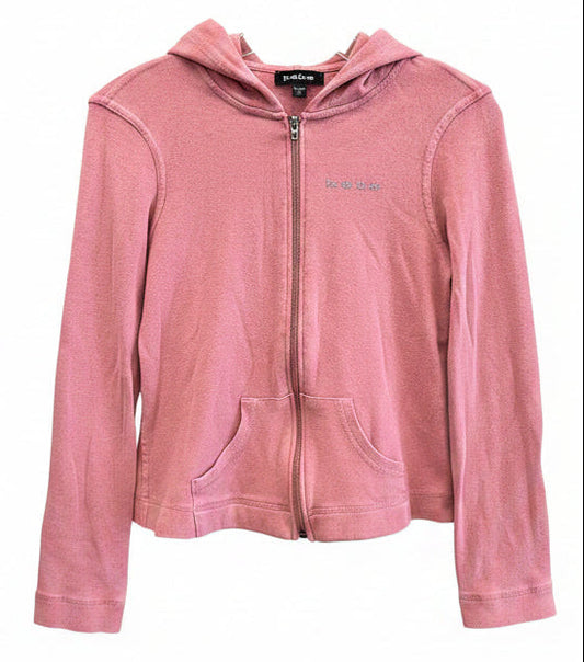 Vintage Y2K Bebe Pink Zip Up Hoodie Rhinestone Logo USA Made