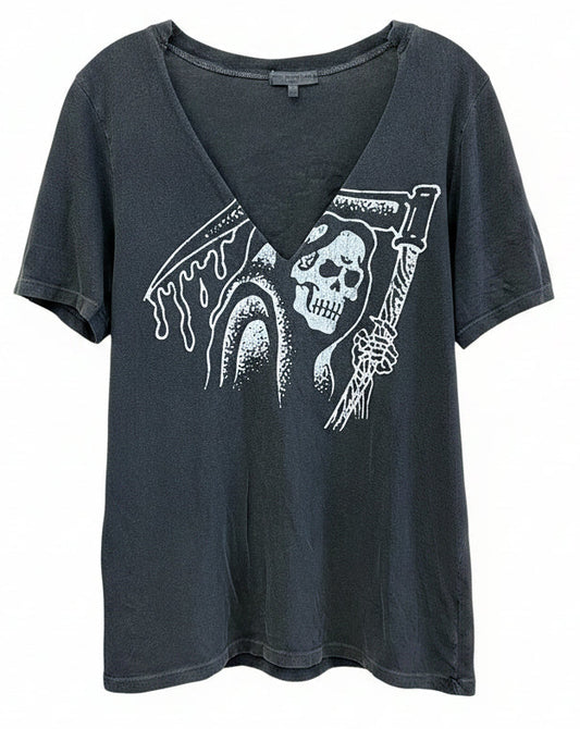 Vintage Fantasy Wizard Graphic Tee Black Distressed Biker Style T Shirt