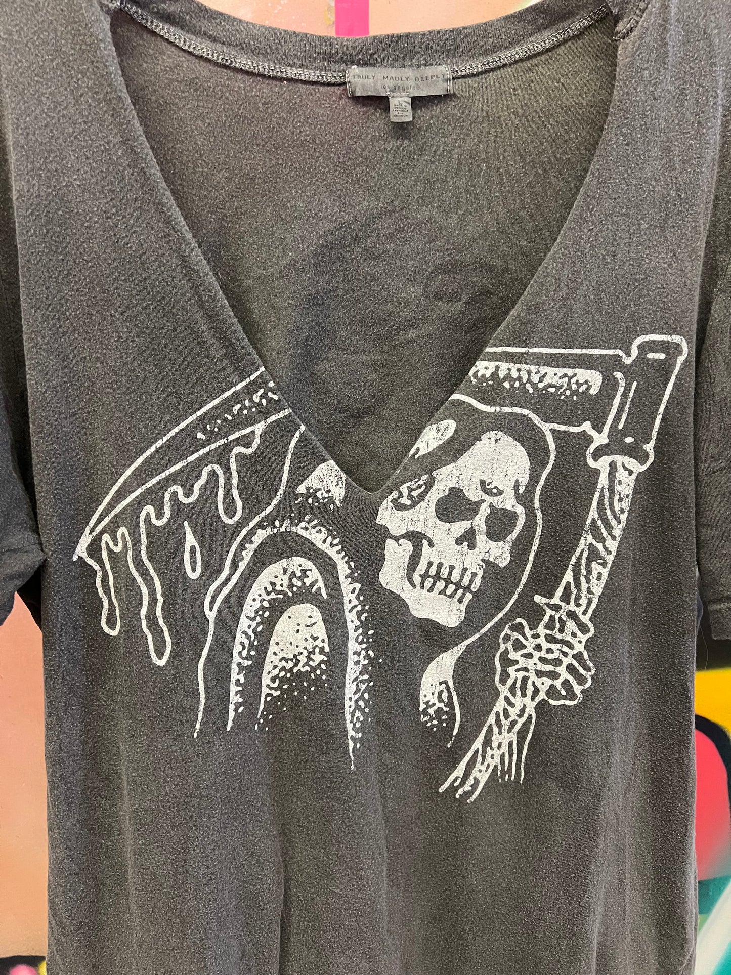 Vintage Fantasy Wizard Graphic Tee Black Distressed Biker Style T Shirt