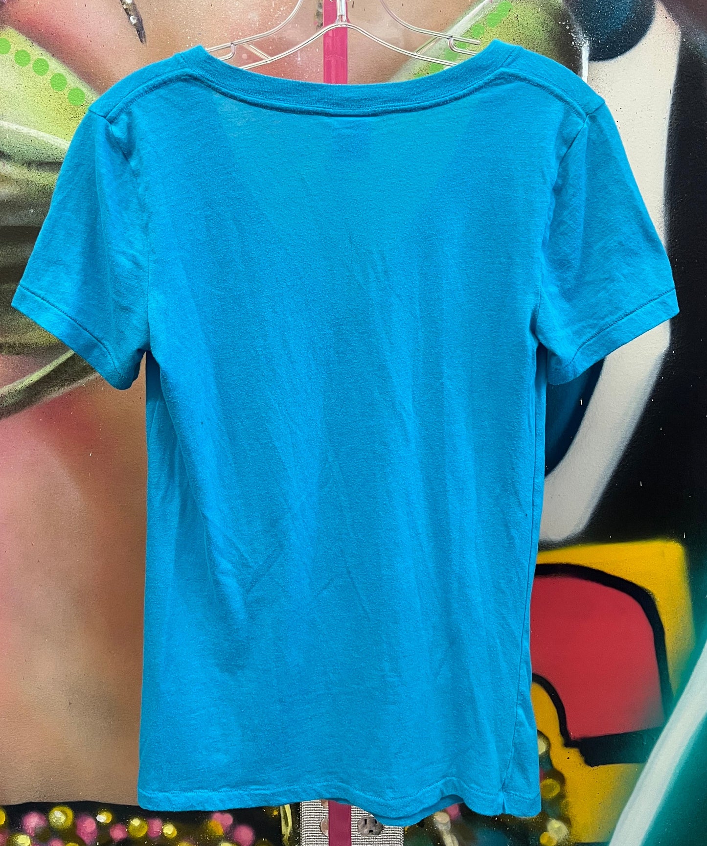 Victoria’s Secret PINK Love Pink Blue V Neck Tee Size M