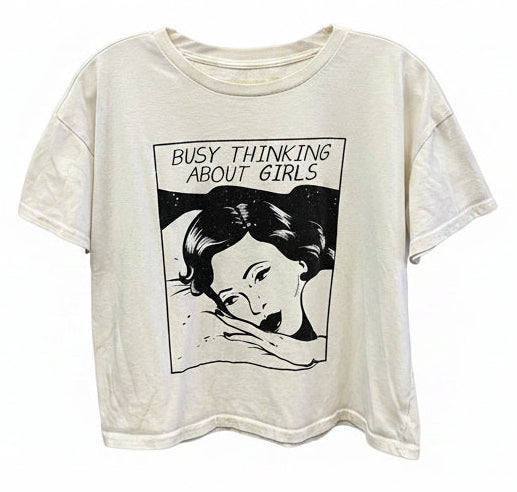 Late 2000s “Busy Thinking About Girls” Graphic Tee – Indie Sleaze Style