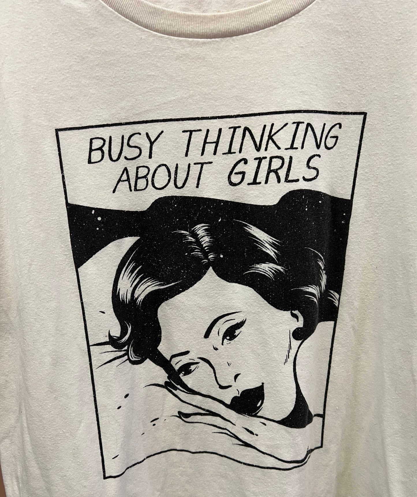 Late 2000s “Busy Thinking About Girls” Graphic Tee – Indie Sleaze Style
