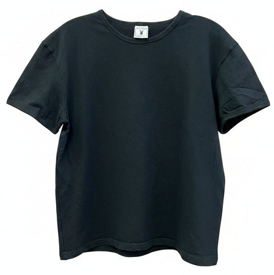 Vintage Y2K Playboy Black Tee Minimal Logo Stretch Top
