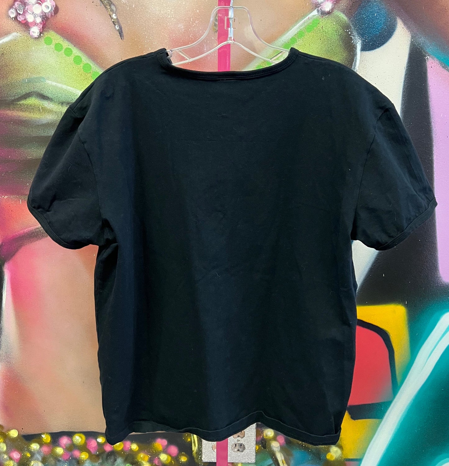 Vintage Y2K Playboy Black Tee Minimal Logo Stretch Top
