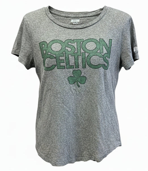 Boston Celtics Tailgate Heather Gray Graphic Tee XS Retro Sporty Baby Tee