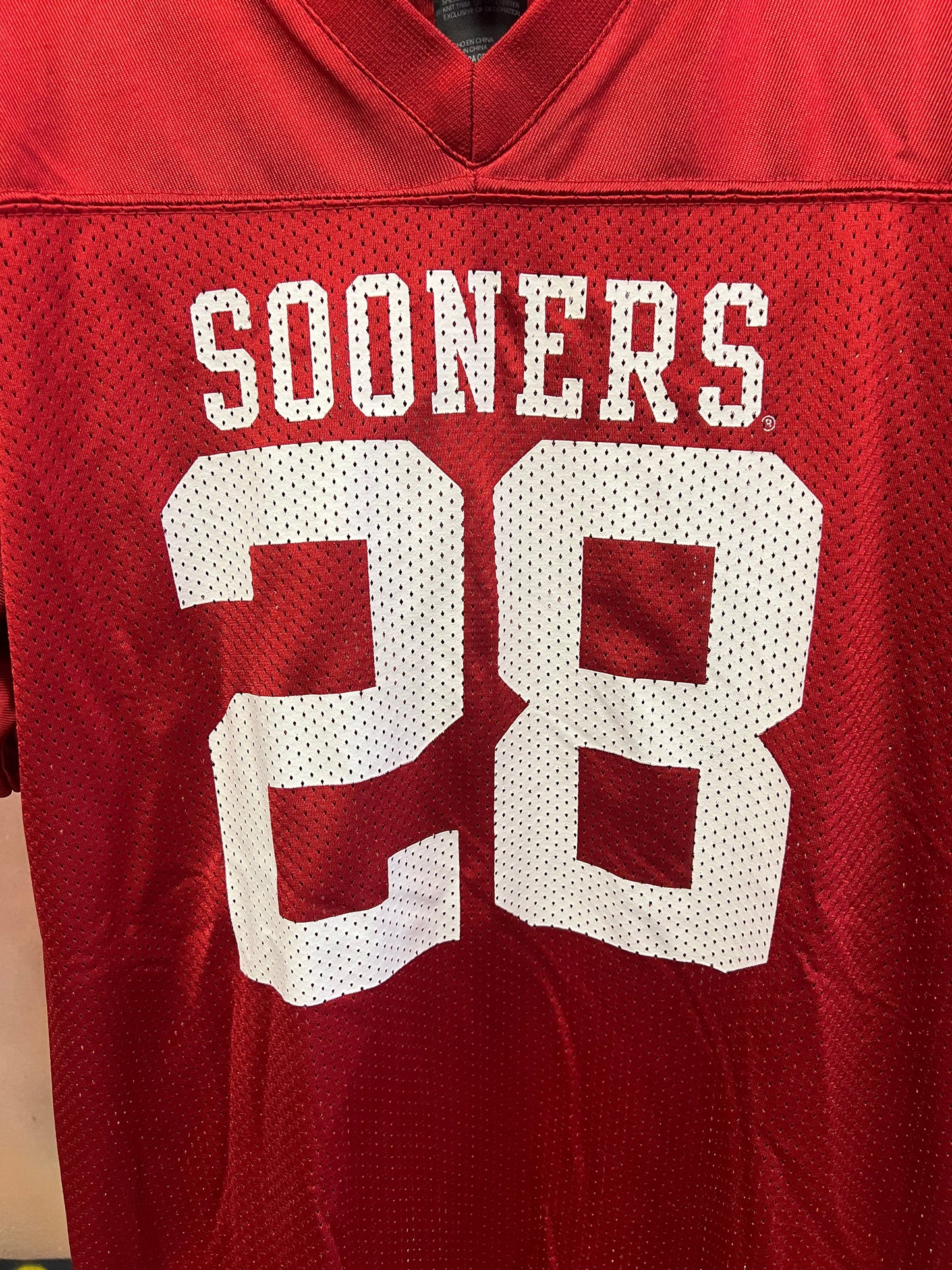 Vintage Y2K Oklahoma Sooners #28 Mesh Football Jersey XL Red NCAA Sportswear