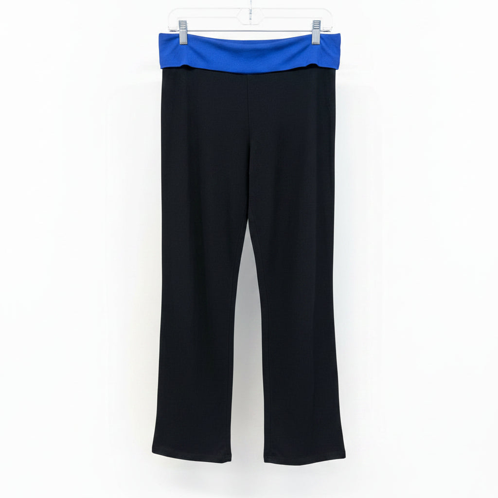 Vintage Y2K McBling Foldover Flare Pants Black & Electric Blue Size L