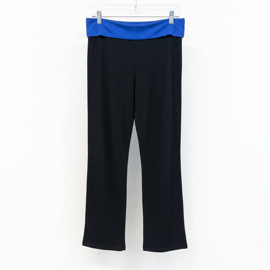 Vintage Y2K McBling Foldover Flare Pants Black & Electric Blue Size L