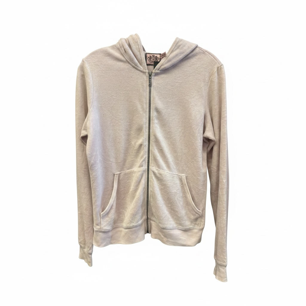Vintage Juicy Couture Y2K Velour Zip Hoodie Gray Crown Logo Size L (SKU002)