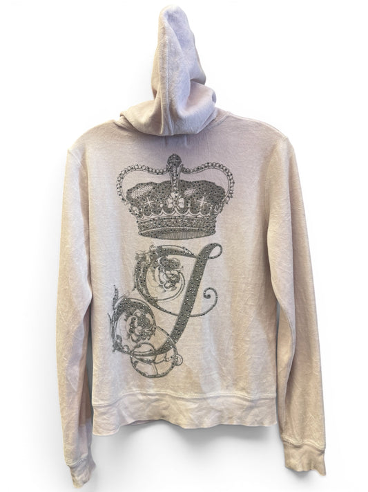 Vintage Juicy Couture Y2K Velour Zip Hoodie Gray Crown Logo Size L (SKU002)
