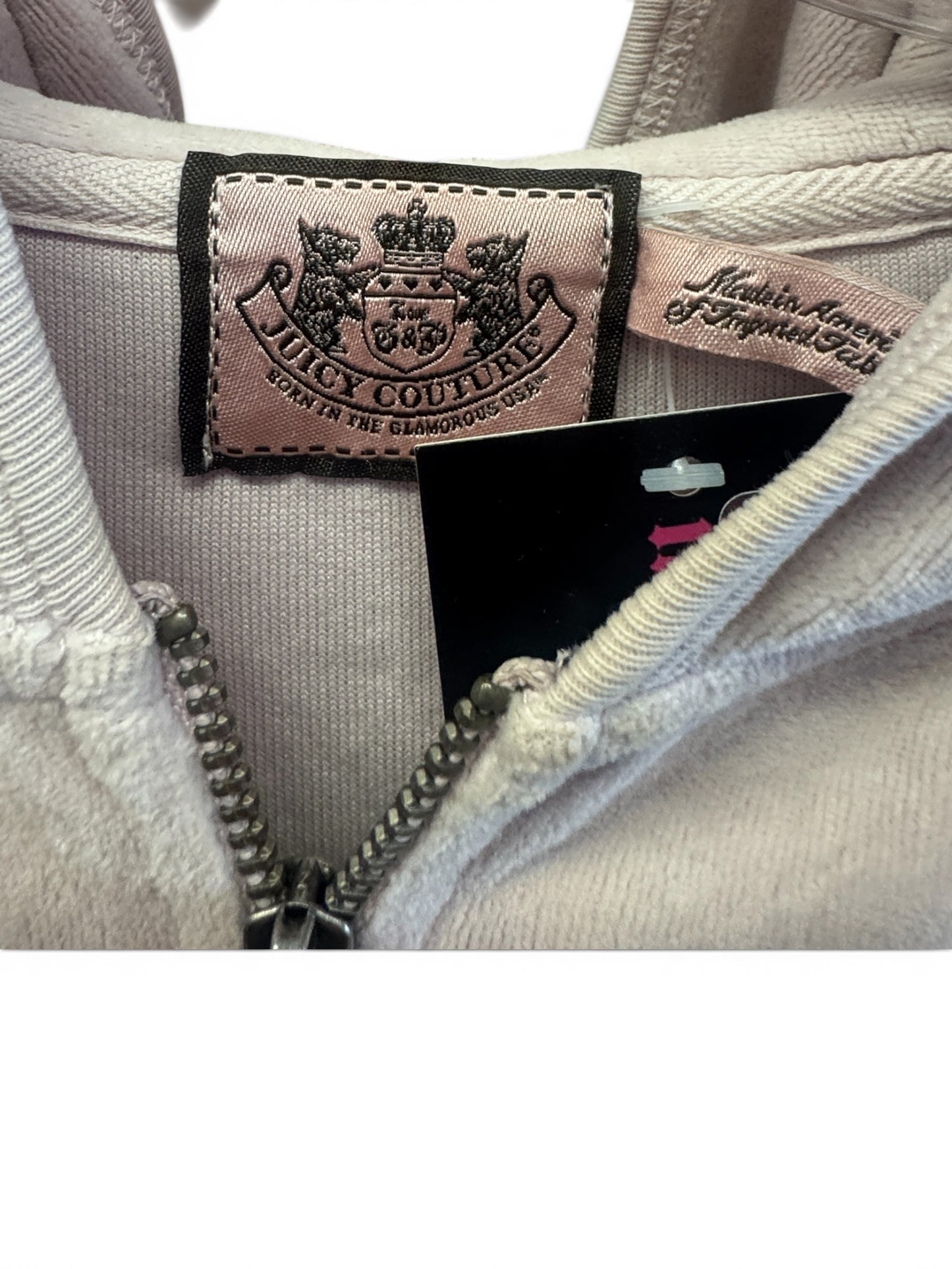 Vintage Juicy Couture Y2K Velour Zip Hoodie Gray Crown Logo Size L (SKU002)